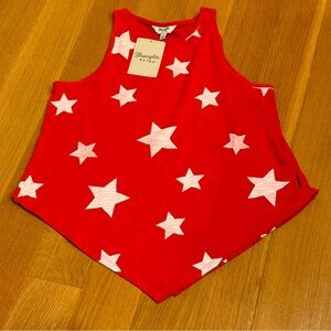 Wrangler Retro Red Tank Top with White Stars and Bandana Hem Size Small Patritic